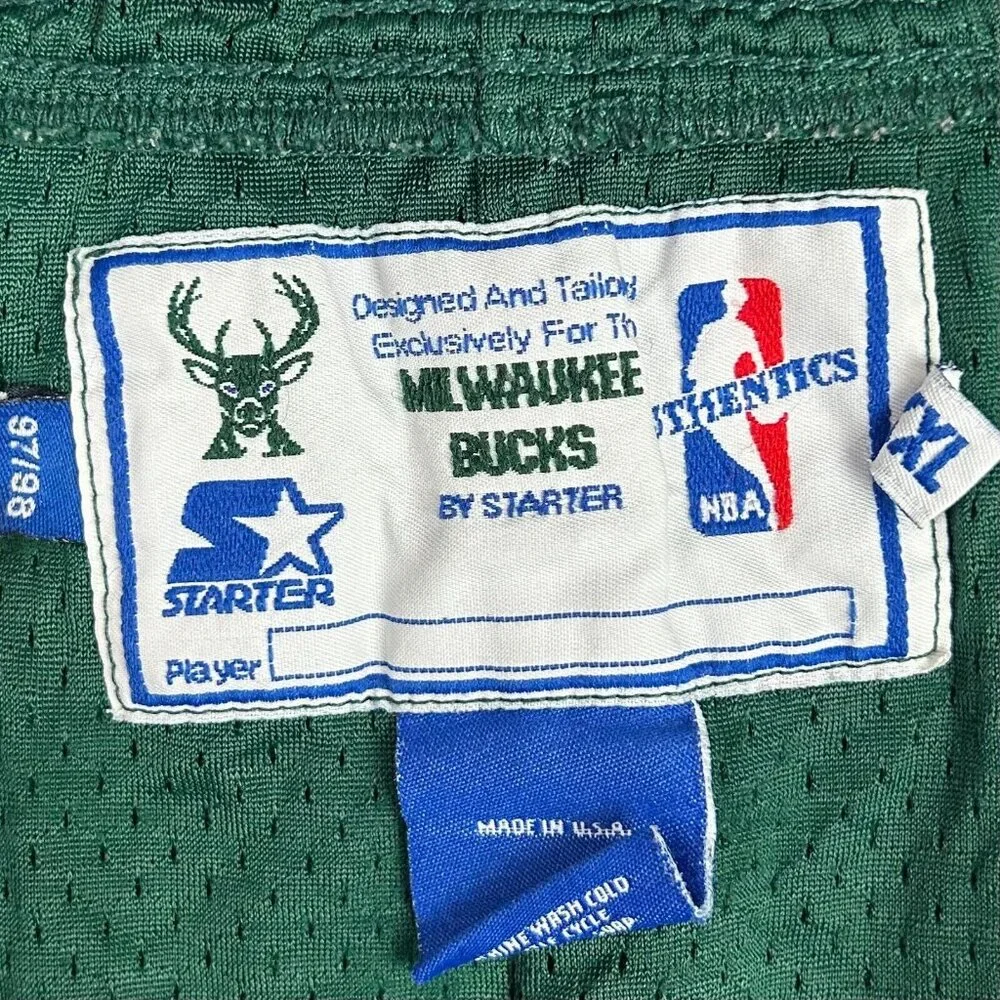 Milwaukee Bucks NBA Basketball Shorts Sz XXL Starter Vintage 97 / 98 Team Issued - Picture 6 of 7